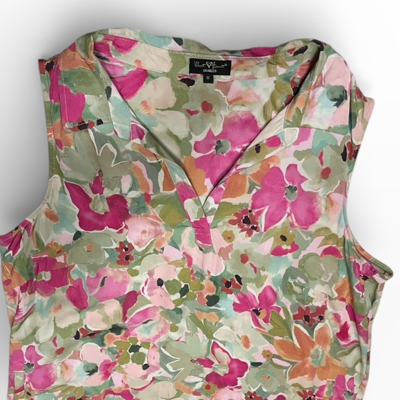 Velvet Heart Water Colors Sleeveless Collar V Neck Tencel Summer dress sz 1X - Picture 4 of 15